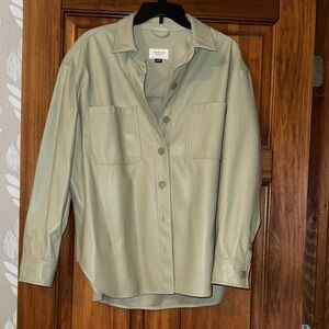 American Eagle Light Green Faux Leather Shirt